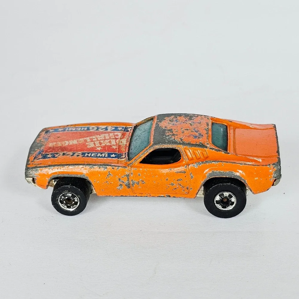 1970 Hot Wheels Dixie Challenger Orange 426 Hemi Diecast Car Vintage Toy